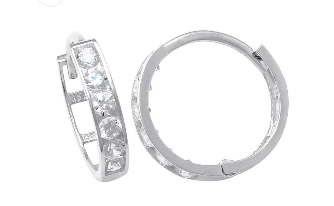 14K White Gold  Earring with CZ