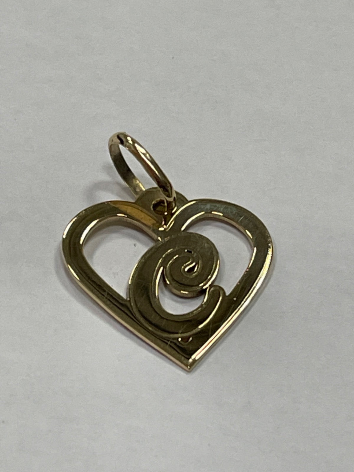 18K Yellow Gold Heart C Pendant