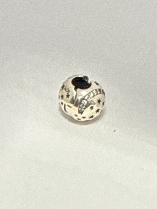 White Silver Pandora Lock Charm with CZ