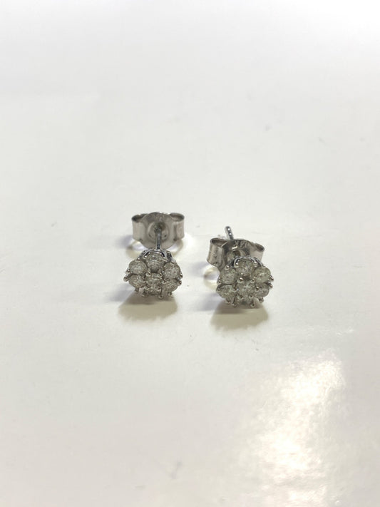 14K White Gold  Earring with Diamond