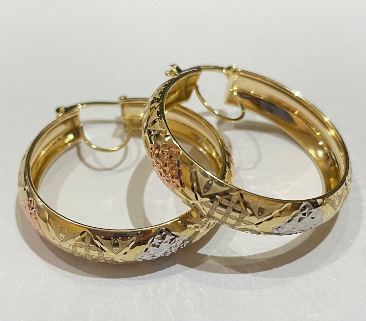 14K Tri-Tone Gold Hoop Earring