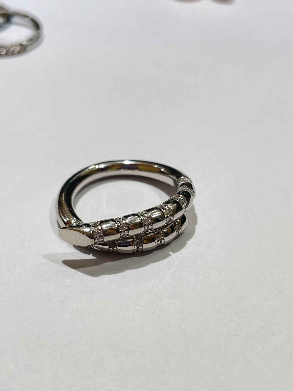 White Silver  Ring with CZ