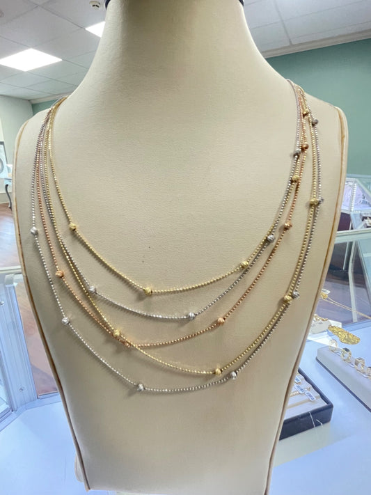 14K Tri-Tone Gold Bolls  Chain