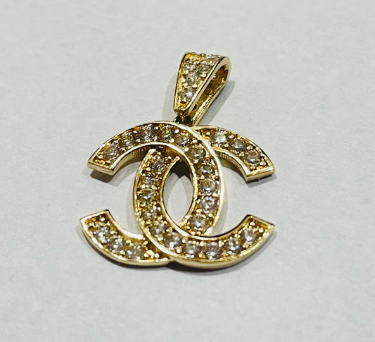 14K Yellow Gold Channel  Pendant with CZ