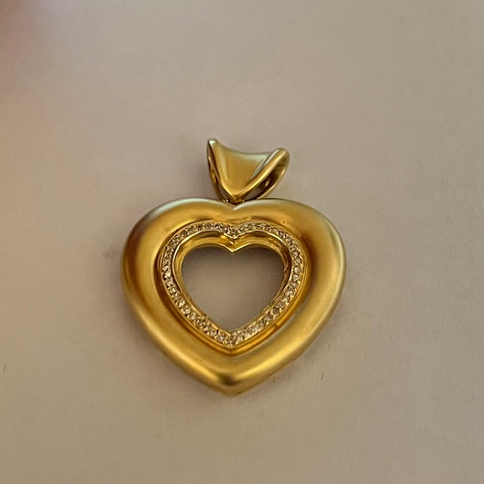 14K Yellow Gold Heart  Pendant with Diamond