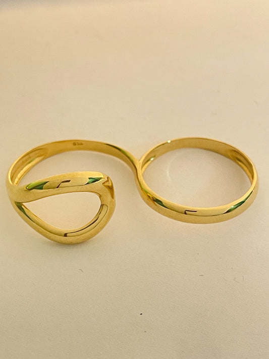 18K Yellow Gold Twin Loops Ring
