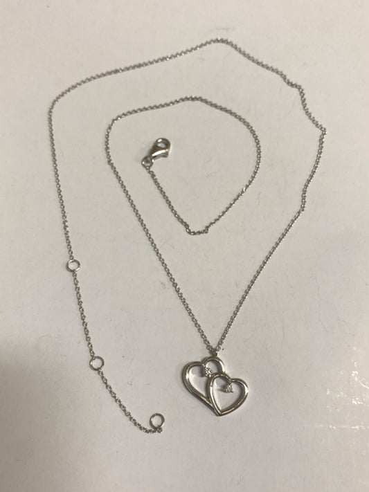 14K White Gold Heart  Chain with Diamond