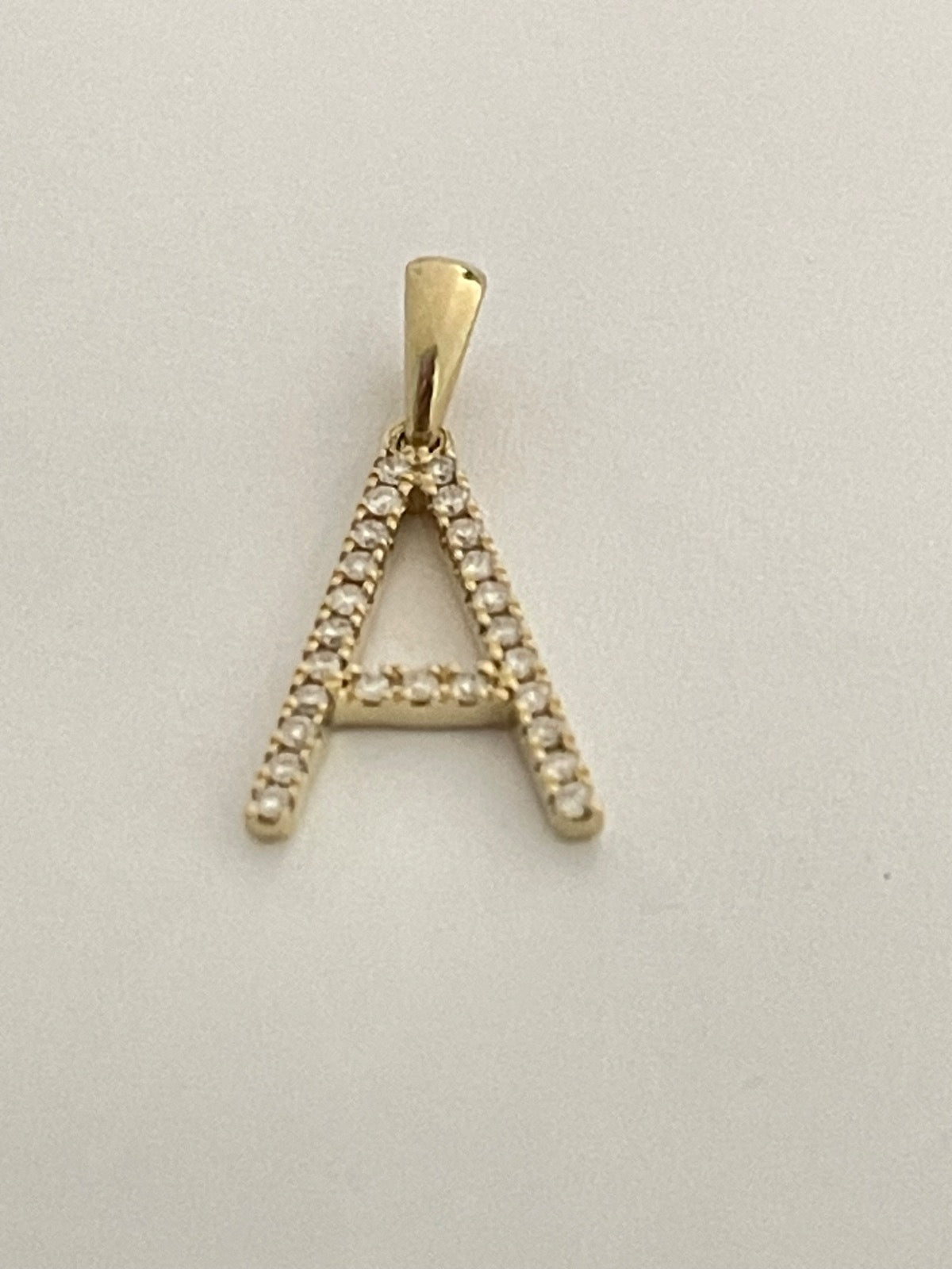 14K Yellow Gold Medium Letter A Pendant with Diamond