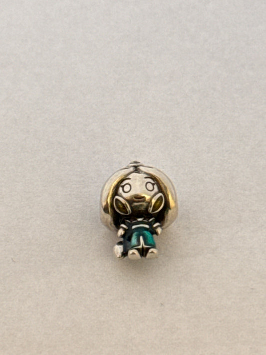 White Silver Pandora Girl  Charm