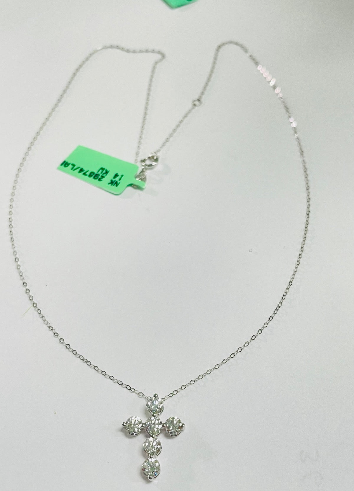 14K White Gold  Charm Necklace Set with Lab Diamond