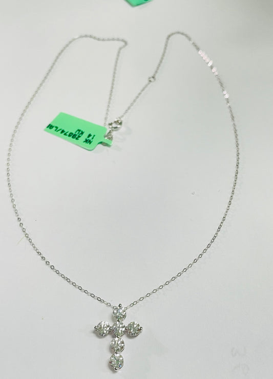 14K White Gold  Charm Necklace Set with Lab Diamond