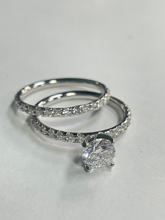 14K White Gold  Engagement Ring with Lab Diamond