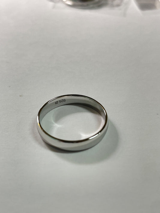White Silver  Wedding Band