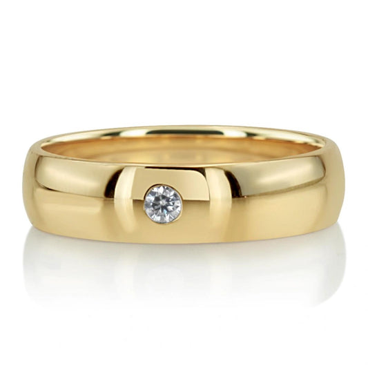 18K Yellow Gold  Wedding Band with Diamond