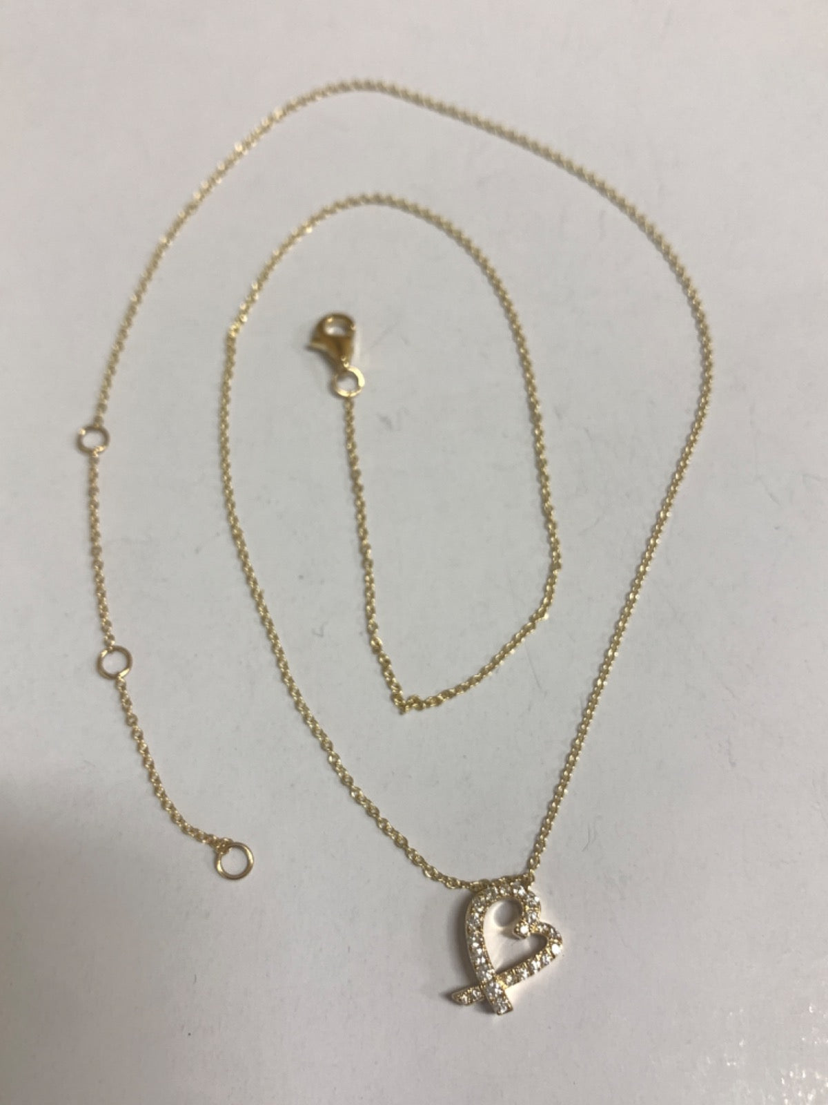 14K Yellow Gold Heart Chain with Diamond