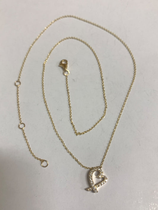 14K Yellow Gold Heart Chain with Diamond