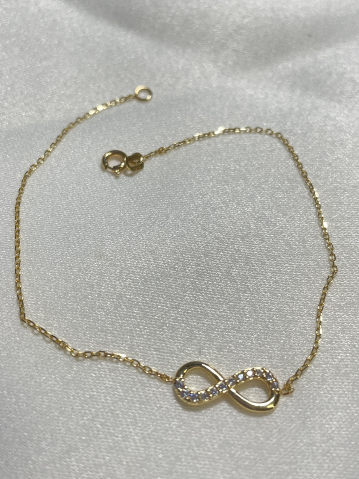 18K Yellow Gold Infinity  Bracelet with CZ