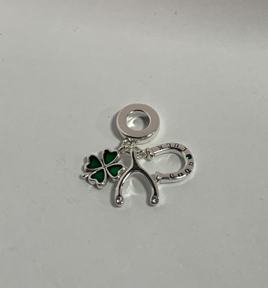 White Silver  Charm with CZ