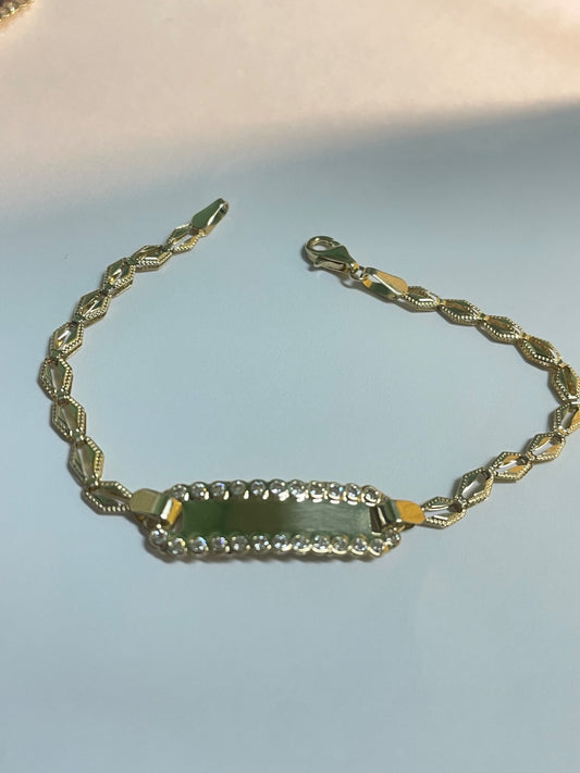14K Yellow Gold  Baby Bracelet with CZ