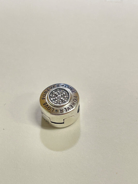 White Silver Locker  Charm with CZ