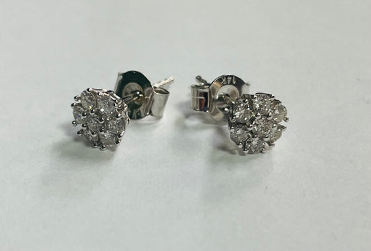 14K White Gold 3mm Earring with Diamond