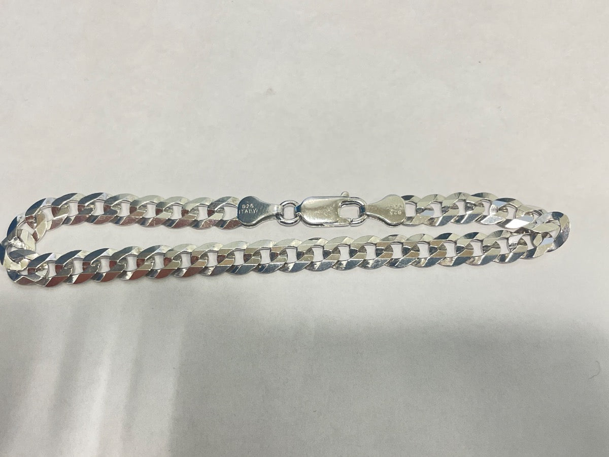 White Silver Cuban Link  Bracelet
