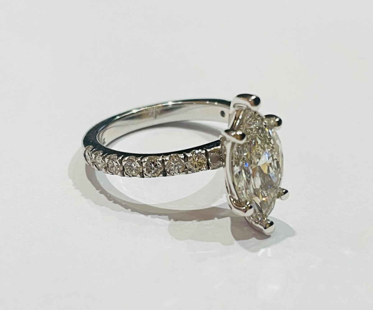 14K White Gold  Engagement Ring with Lab Diamond