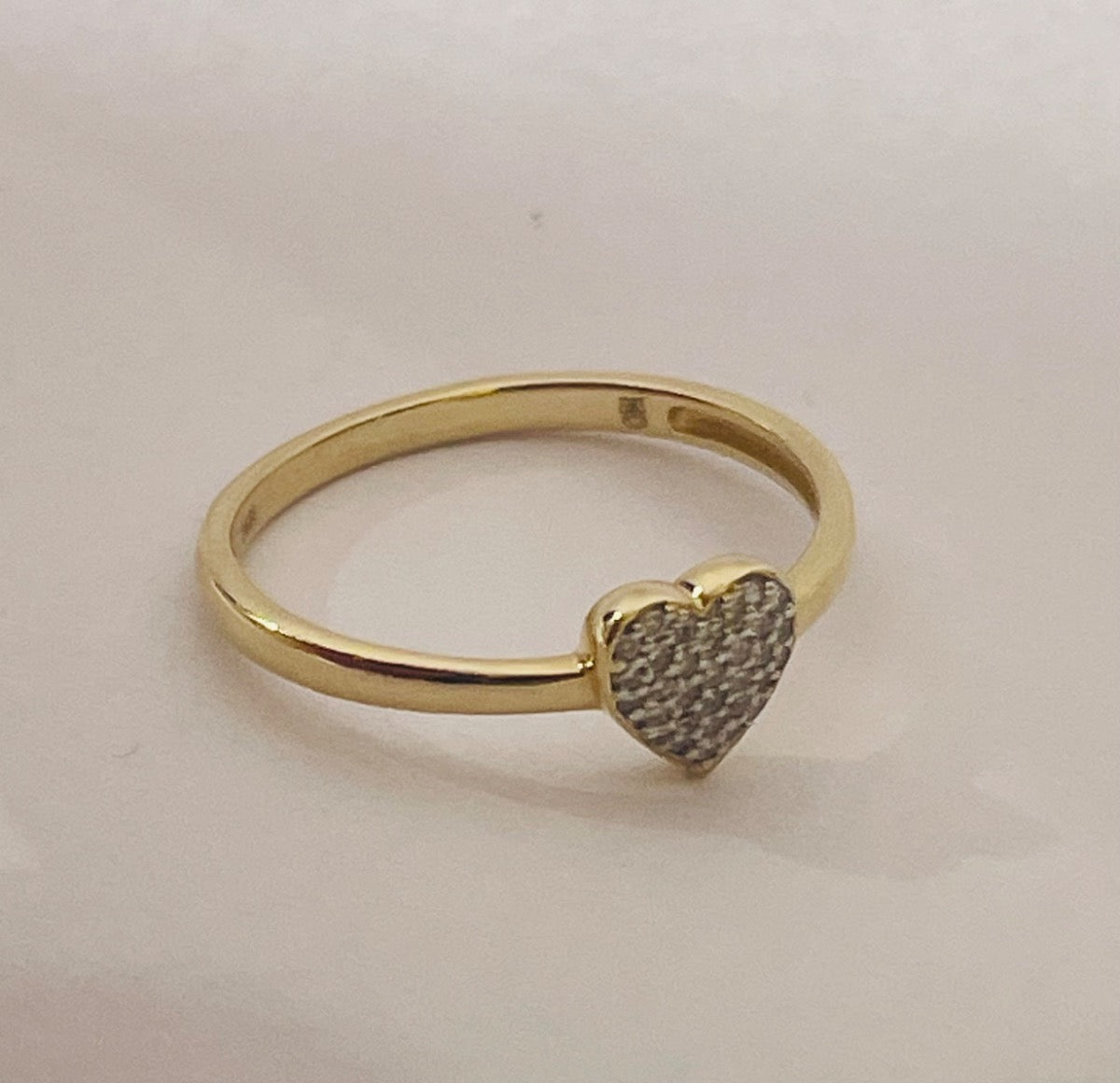 14K Yellow Gold Heart Ring with Diamond