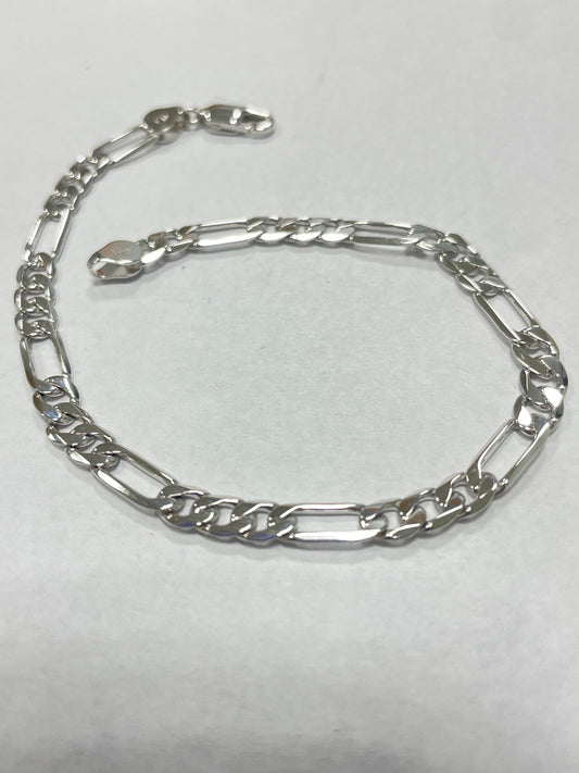 Silver Figaro  Bracelet