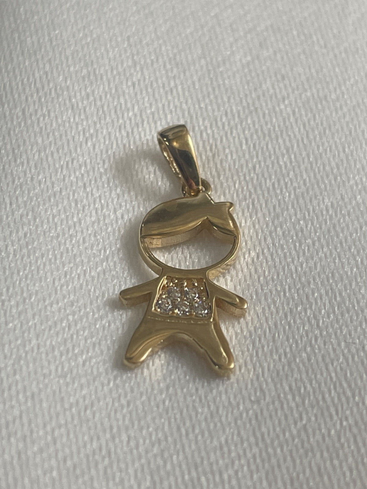 18K Yellow Gold Boy Pendant with CZ