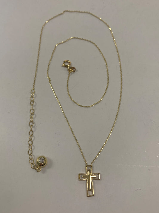 14K Yellow Gold Cross Chain with CZ