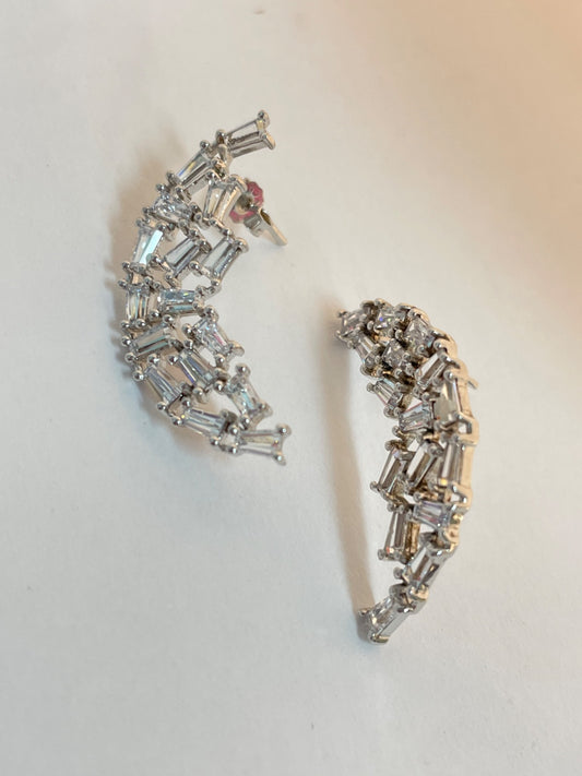 White Silver  Earring with CZ