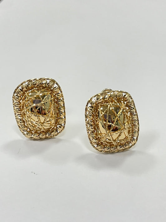 18K Yellow Gold Net  Earring