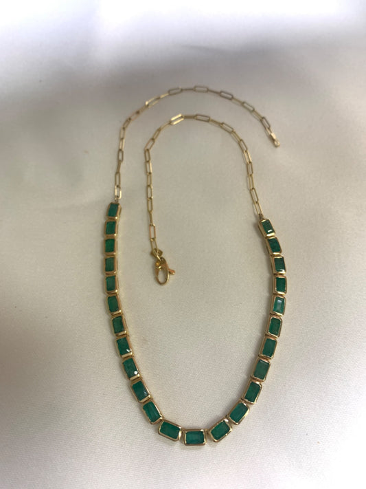 14K Yellow Gold  Chain with Emerald