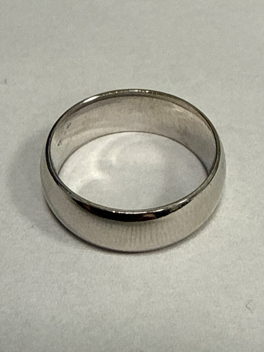 White Silver  Wedding Band