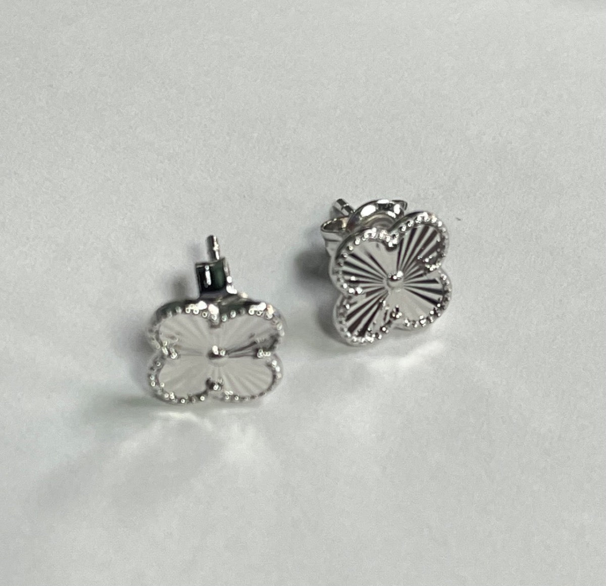 White Silver  Earring