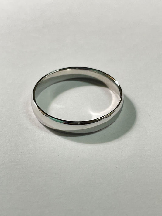 White Silver  Wedding Band