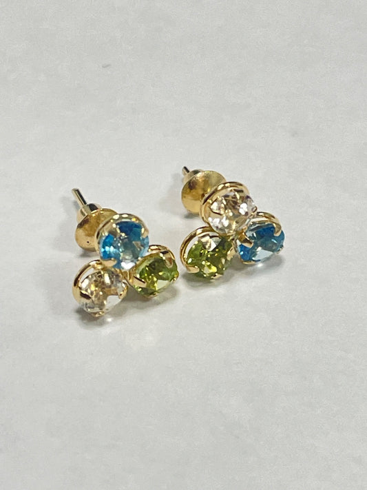 18K Yellow Gold Color /no Color Earring with CZ