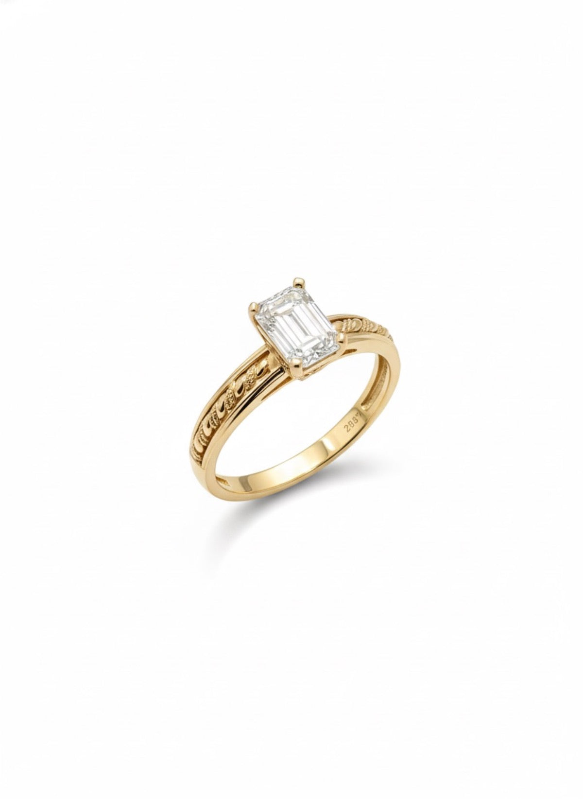14K Yellow Gold Set Engagement Ring with Lab Diamond