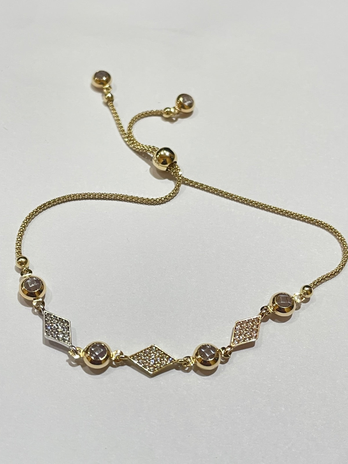 14K Tri-Tone Gold  Bracelet with CZ