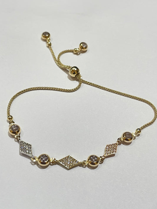 14K Tri-Tone Gold  Bracelet with CZ