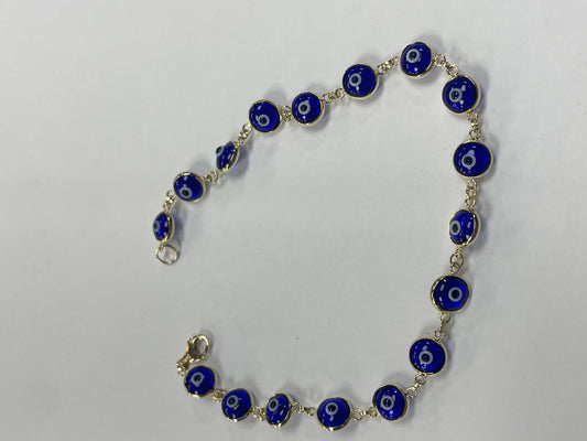 14K Yellow Gold Eye Bracelet with CZ