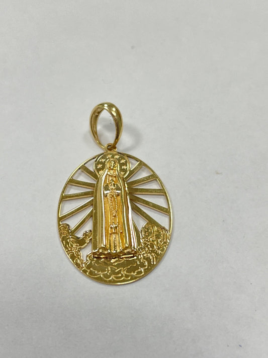 18K Yellow Gold Our Lady of Fatima Pendant