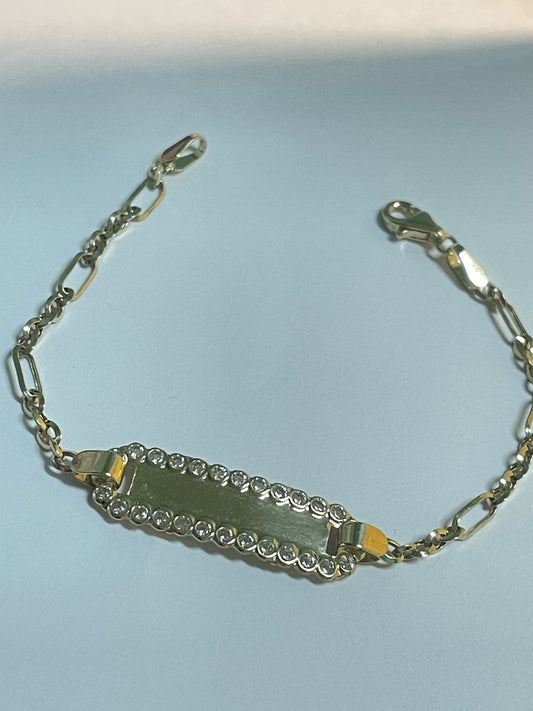 14K Yellow Gold  Baby Bracelet with CZ