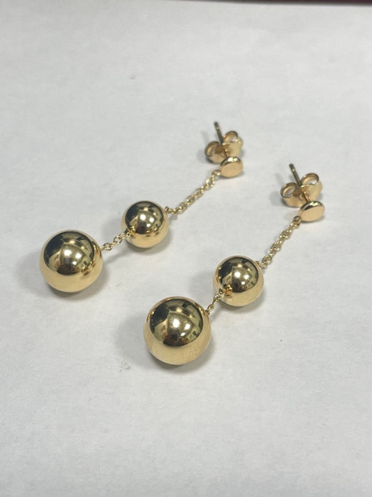 18K Yellow Gold 2x Ball Earring