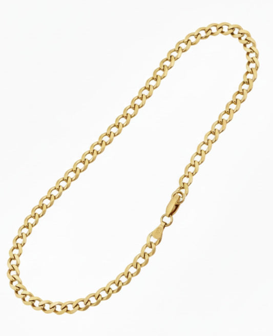 14K Yellow Gold Diamond Cut Curb Chain