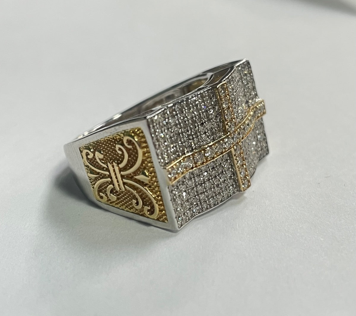 14K Two-Tone Gold  Men's Ring with Diamond