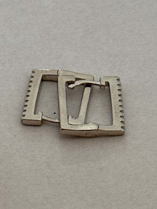 White Silver Square Hoop Earring