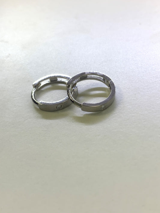 14K White Gold Hoop Earring with Diamond
