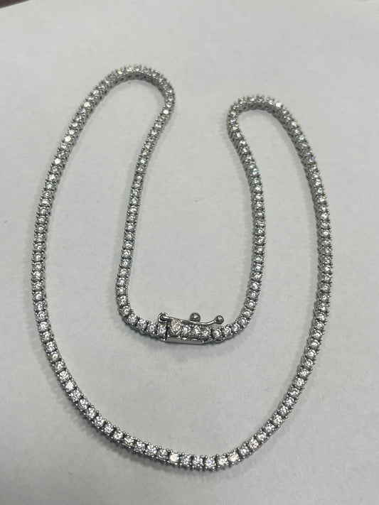 White Silver  Necklace with CZ